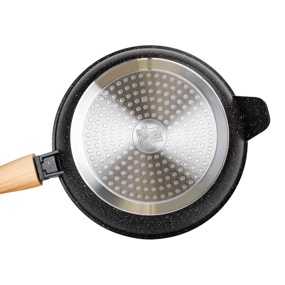 Глибока алюмінієва сковорода з кришкою 24 см Black Київ - фото 2