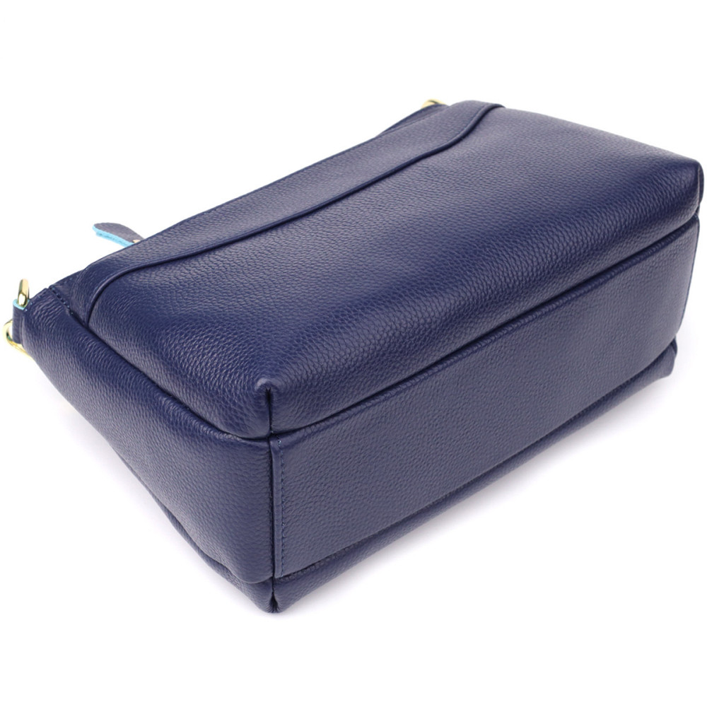 Женская кожаная сумка с жестким дном Vintage 22986 Синий Киев - изображение 6