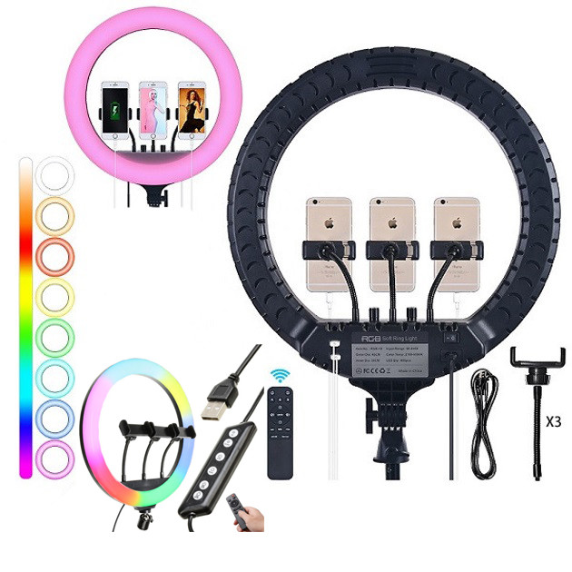 Лед кольцо RGB MJ45 Ring 45 см, Кольцевой свет с держателем, Кольцевая лампа для блогеров тик тока OJ-56 Львов - изображение 5