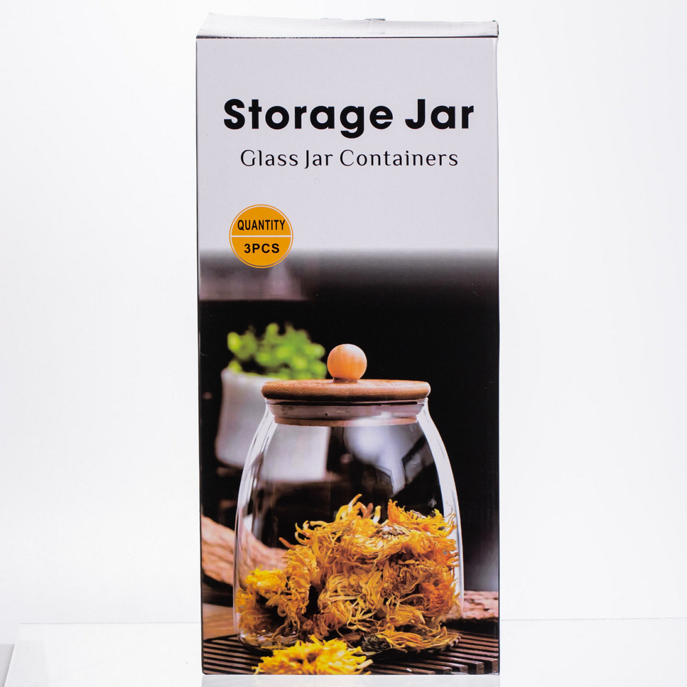 Yiwu Набір банок для сипучих продуктів 3 штуки 0.5/0.8/1 л з бамбуковими кришками 64486-57 Коломыя - изображение 4
