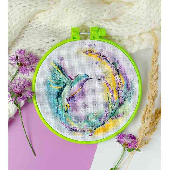 Набір для вишивання хрестиком "Кольоровий вихор" AHM-073 з п'яльцем Вінниця