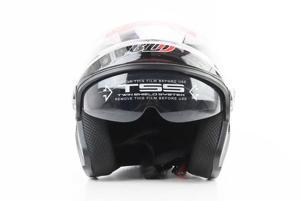 Шолом відкритий+відкидні окуляри BLD-708 М (57-58см), ЧОРНИЙ глянець Киев - изображение 6