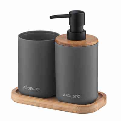 Набір для ванної кімнати Ardesto Minimalism 3 предмети Темно-сірий 360 мл (ARHB3110GB) Вінниця