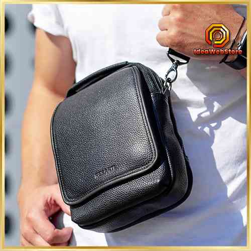 Мужская черная сумка через плечо, мужская сумка планшет, черная мужская барсетка через плечо Киев