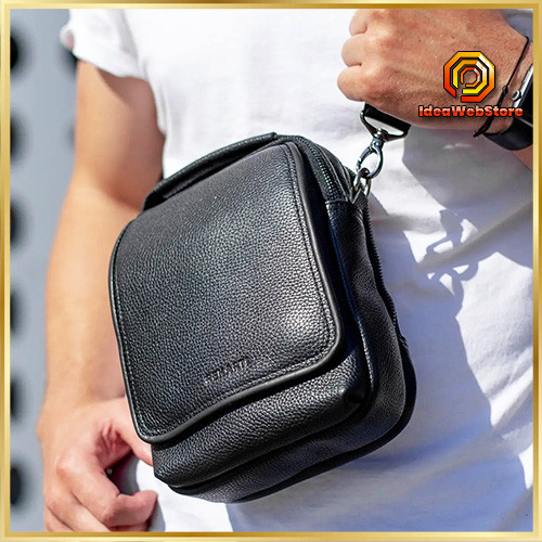 Чоловіча чорна сумка через плече, чоловіча сумка планшет, чорна чоловіча барсетка через плече Київ - фото 1