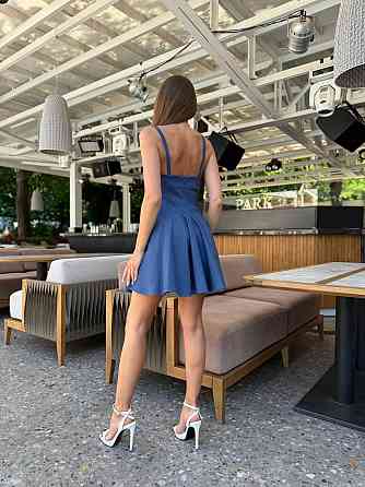 Женский романтичный сарафан на бретелях со шнуровкой джинс бенгалин Темно-синий, 46 Одесса