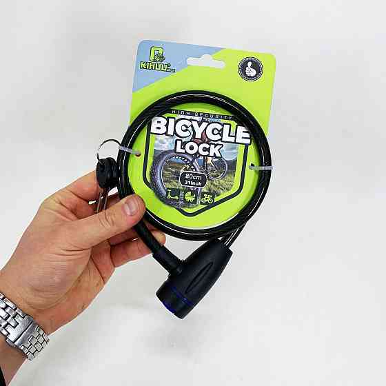 Замок велосипедный KIHUU LOCK 187, 10*80 тросовый, 2 ключа. Цвет: черный VD-16 Львов