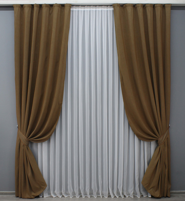 Шторна жакардова тканина, колекція "Ібіца" висота 2,8м колір коричневий 698ш Київ - фото 2