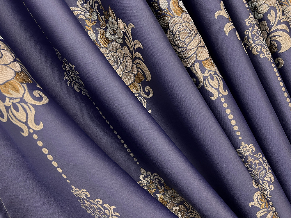 Комплект готових штор VR-Textil з вишивкою гладдю № 2056ш Синій 100х270 см 2шт (31-0059) Київ - фото 6