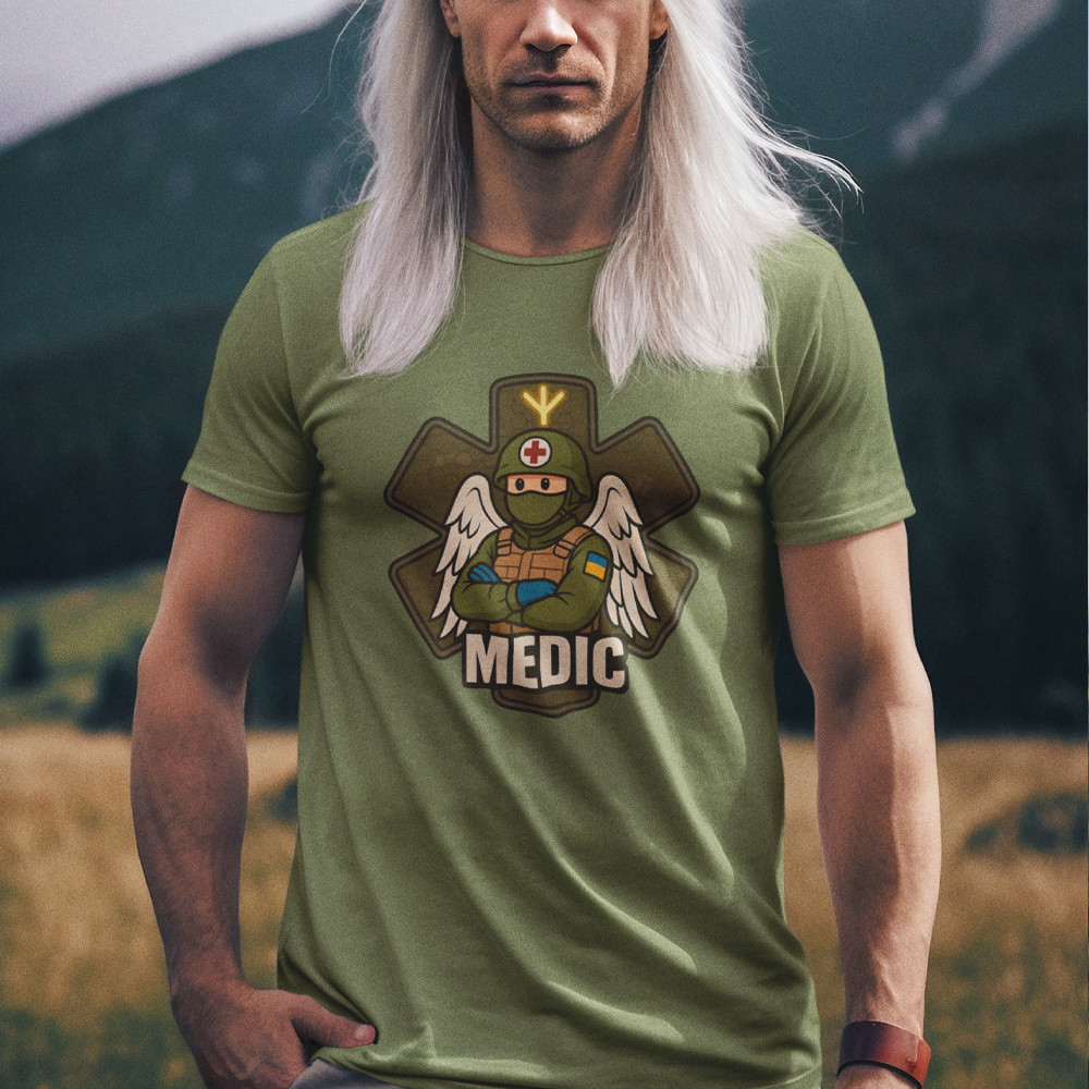 Мужская футболка "Medic" хлопковая базовая с оригинальным принтом  / Дизайнерская летняя футболка Запорожье - изображение 1