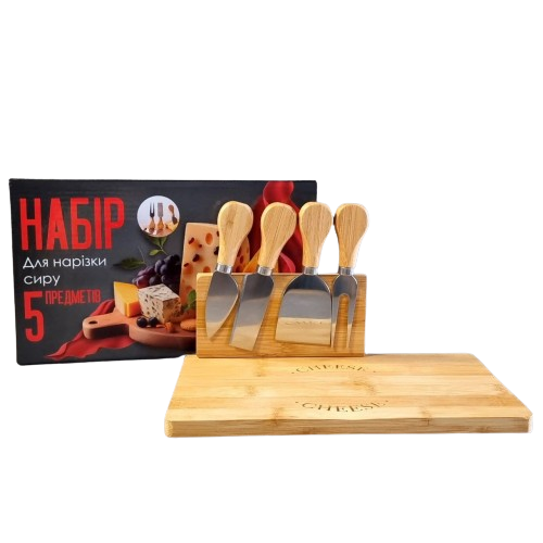 Набір для нарізки сиру 25*15*1см (дошка бамбук. + ніж для сиру - 4шт.) на магнітах 8836 S&T Житомир - изображение 1