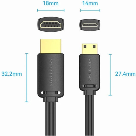 Кабель HDMI M - Mini M, 3.0 м, V2.0 4K 60Гц 18Gbps HDR Dolby Vention Винница - изображение 3