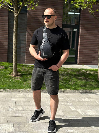 Чоловічий стильний слінг на плече 18х32х6, сумка рюкзак для подорожей та відпочинку TIDING BAG 7862 чорна Кам'янське - фото 14