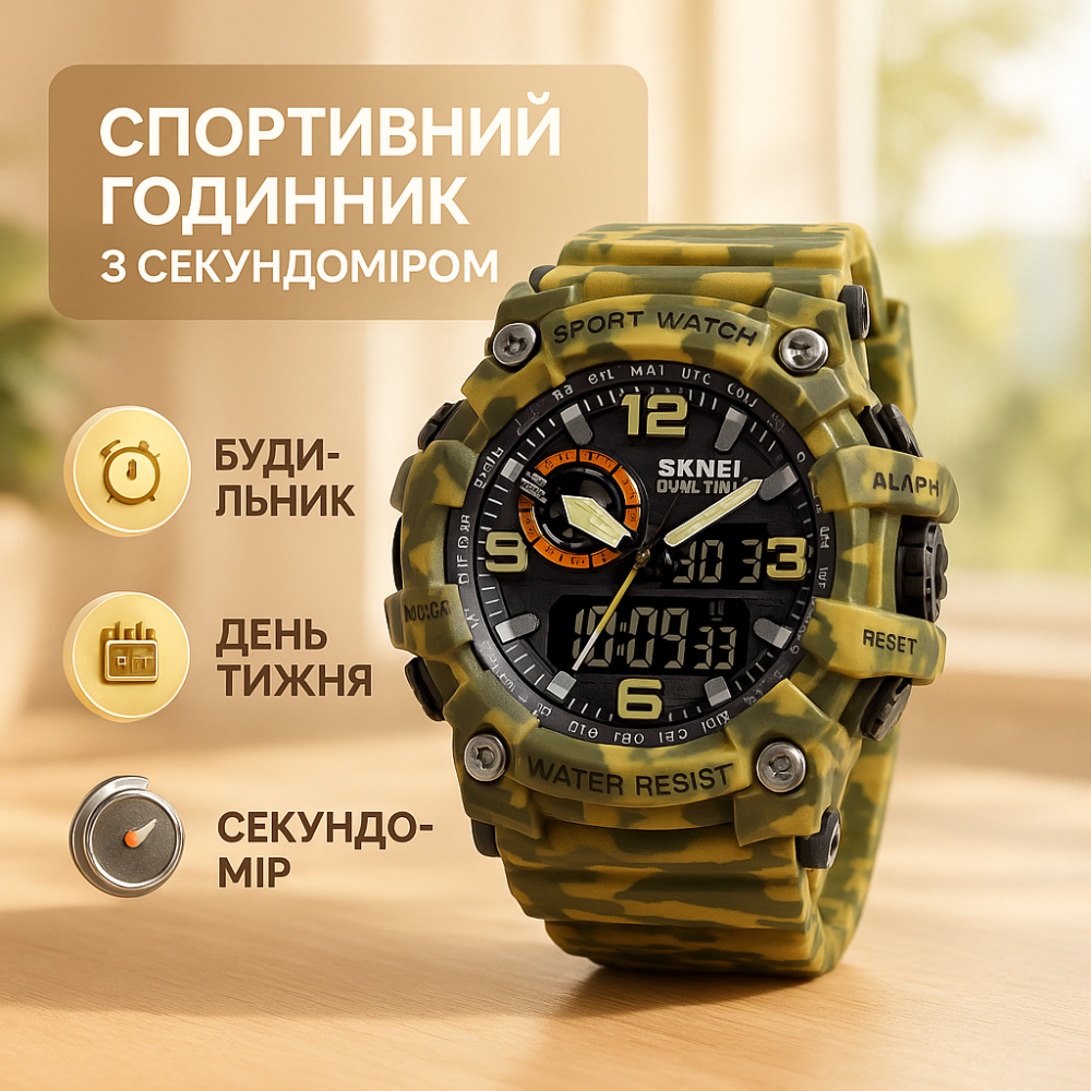 Протиударний годинник SKMEI, Годинник армійський оригінал Спеціальний для армії QN-96 Львів - фото 16