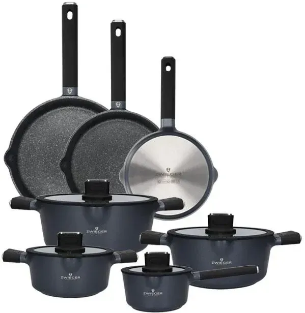 Zwieger Vesna Комплект 4 Garnków Z Pokrywkami + Сковорідка 20 24 28Cm Greblon C3 Non Stick (ZVESNA2) Київ - фото 1