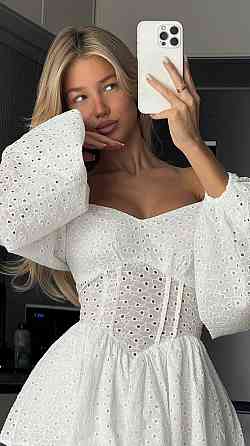 Женское легкое романтичное мини платье из натуральной ткани прошва 46/48 Одесса