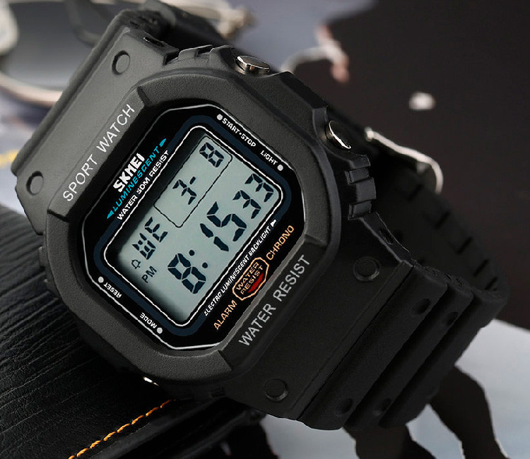 Чоловічий спортивний годинник Skmei 1134 (Чорний з білим екраном) Вінниця - фото 8