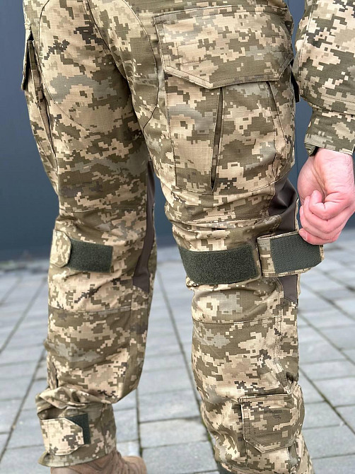 Чоловічі літні армійські посилені штани штурмові піксель ,тактичні шатни ріп стоп з наколінниками і липучками під коліно Львів - фото 2