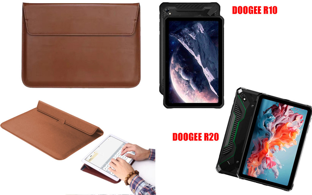 Чохол-конверт VitoCase для Doogee R10, з функцією підставки для планшета Чорний Коричневий Київ - фото 1