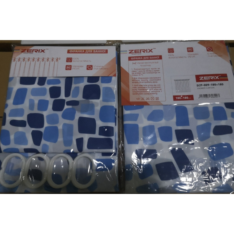 Шторка для ванной Zerix SCP-009-180x180 из PEVA (полиэтиленвинилацетата) (Узор 