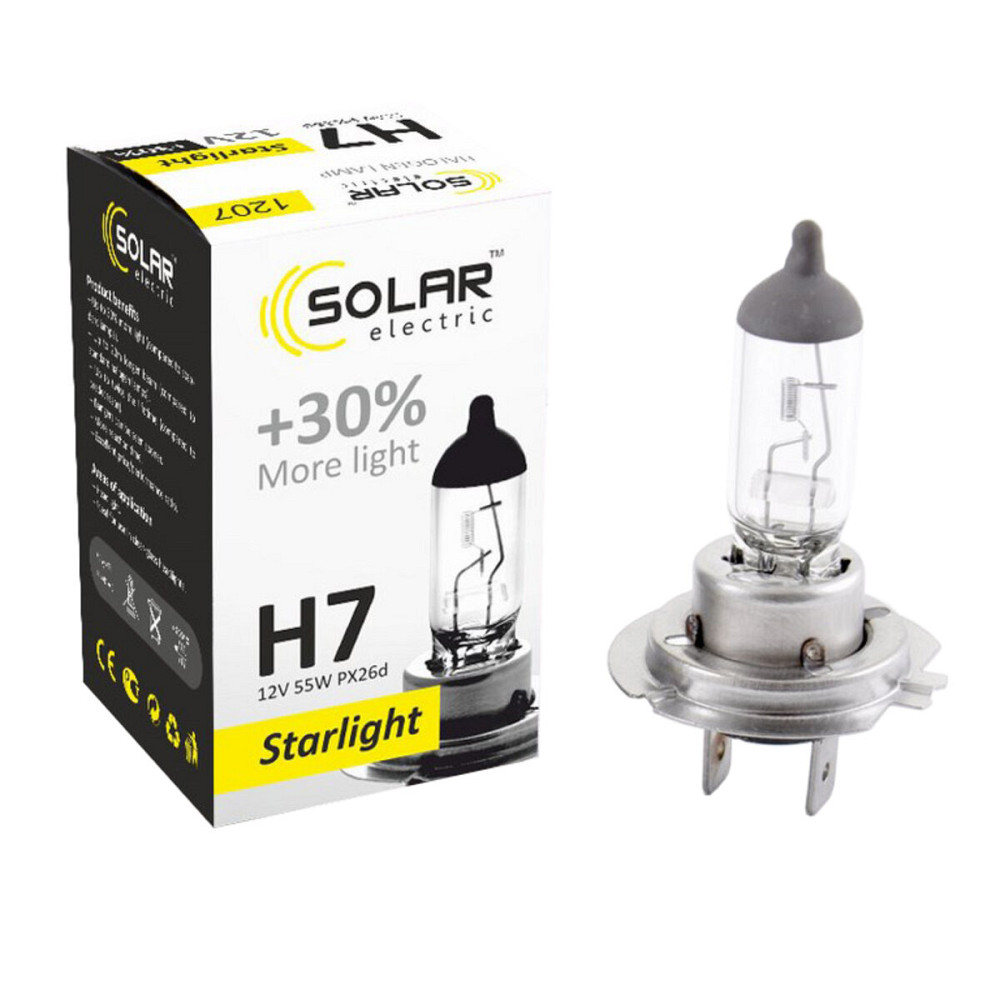 Галогенова лампа Solar H7 12V 55W PX26d Starlight +30% 1207 Киев - изображение 1