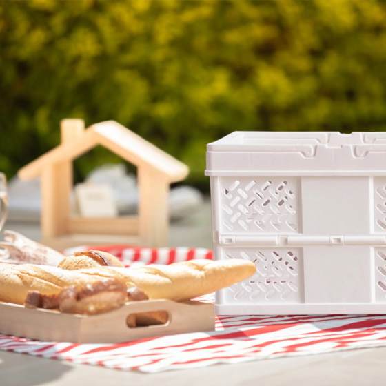 Кошик із пластику з ручками, пластиковий органайзер, контейнер для зберігання, 19×14×13см, фіолетовий Кам'янець-Подільський