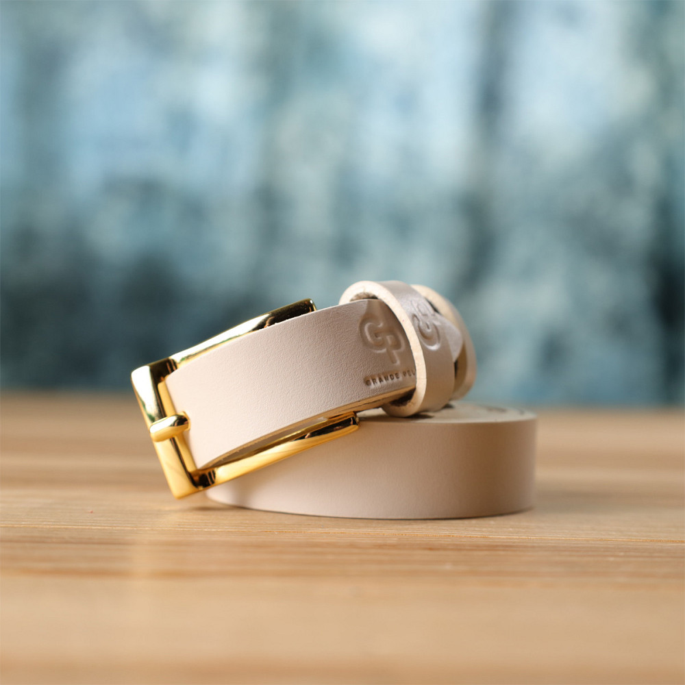 Красивий тонкий шкіряний ремінь для жінок GRANDE PELLE 22949 Молочний Київ - фото 10