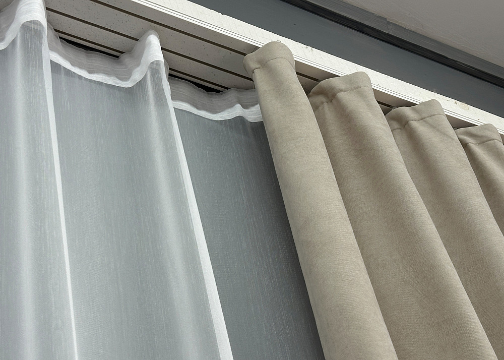 Комплект штор VR-Textil Микровелюр Petek 150х270 2шт и Тюль 400х270 1488ш-1153т Бежевый с белым 71-057/3 Киев - изображение 8