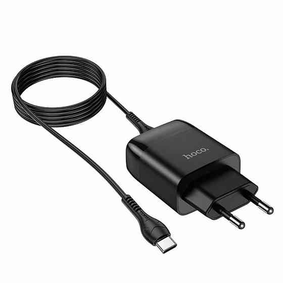 Мережевий зарядний пристрій HOCO C72Q Glorious single port QC3.0 charger set(Type-C)  Black Киев