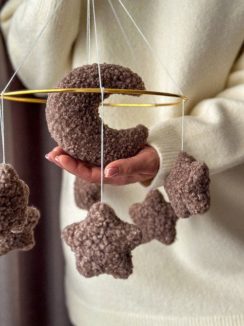 Мобиль на кроватку для младенцев Звездочки букле моккко Киев - изображение 3