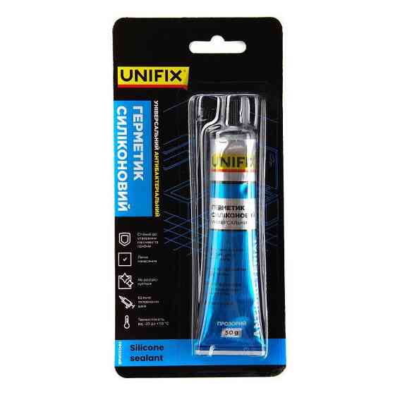 Герметик силіконовий універальний антибактер. (прозорий) 50мл UNIFIX Харків