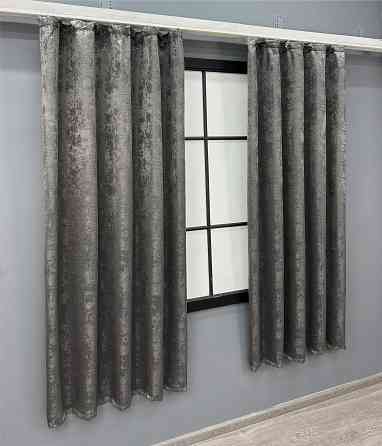 Комплект коротких штор VR-Textil Жаккард Sultan XO № 1558ш Темно-серый 130х170 см 2 шт (35-0350) Киев