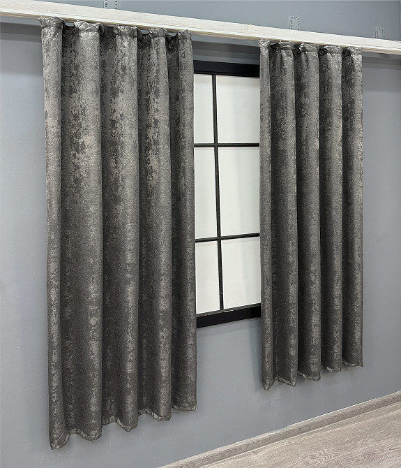 Комплект коротких штор VR-Textil Жаккард Sultan XO № 1558ш Темно-серый 130х170 см 2 шт (35-0350) Киев - изображение 3