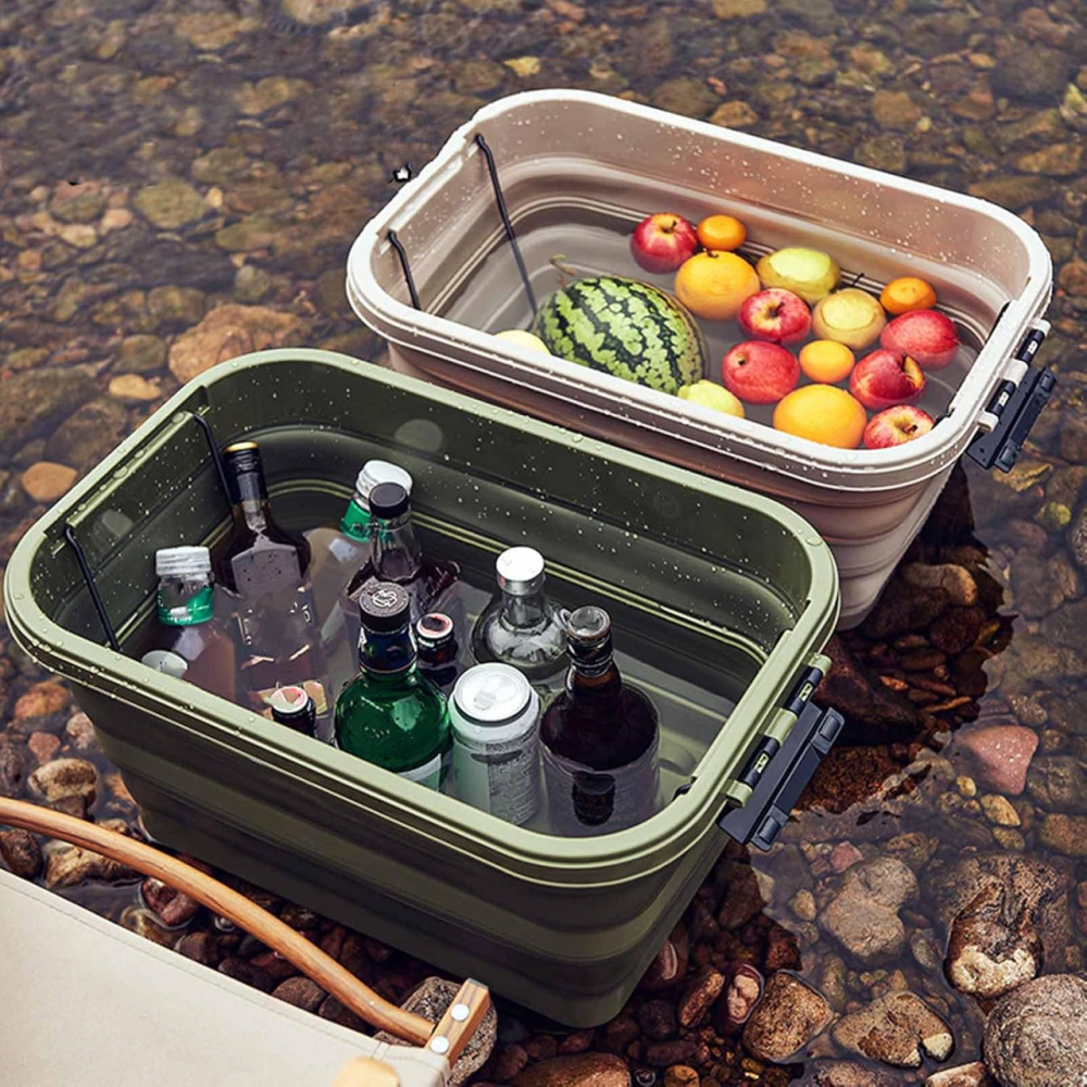 Складной контейнер для хранения, органайзер с крышкой-столиком, ящик для кемпинга, 56×37×29см, зеленый Каменец-Подольский - изображение 5