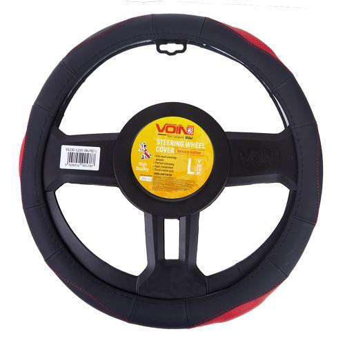 Чохол на кермо VLOD-L285 BK/RD L чорний-червоний, перфорована шкіра, БО Харків - фото 1