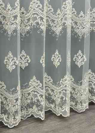 Тюль фатин с вышивкой и люрексом Цвет молочный с золотистым 1847т Киев
