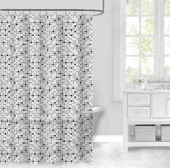 Шторка для ванной и душа 180x180 см водонепроницаемая,штора для душевой и ванной комнаты с крючками, белая Каменец-Подольский