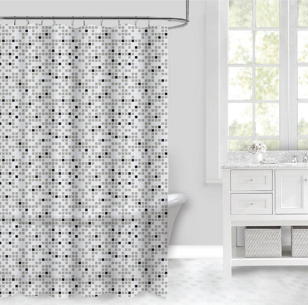 Шторка для ванной и душа 180x180 см водонепроницаемая,штора для душевой и ванной комнаты с крючками, белая Каменец-Подольский - изображение 1