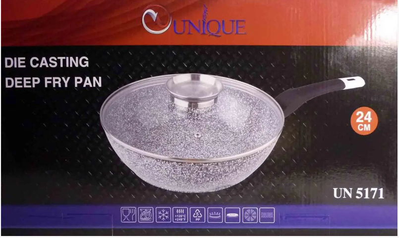 Сковорода глубокая UNIQUE UN-5171 24см с крышкой Одесса - изображение 4