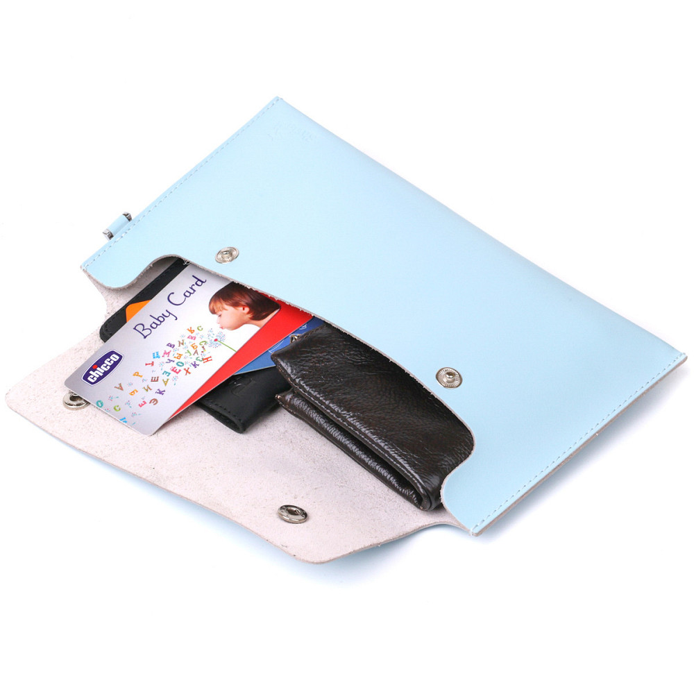 Кожаная женская тревел-косметичка Shvigel 16424 Голубой Киев - изображение 5