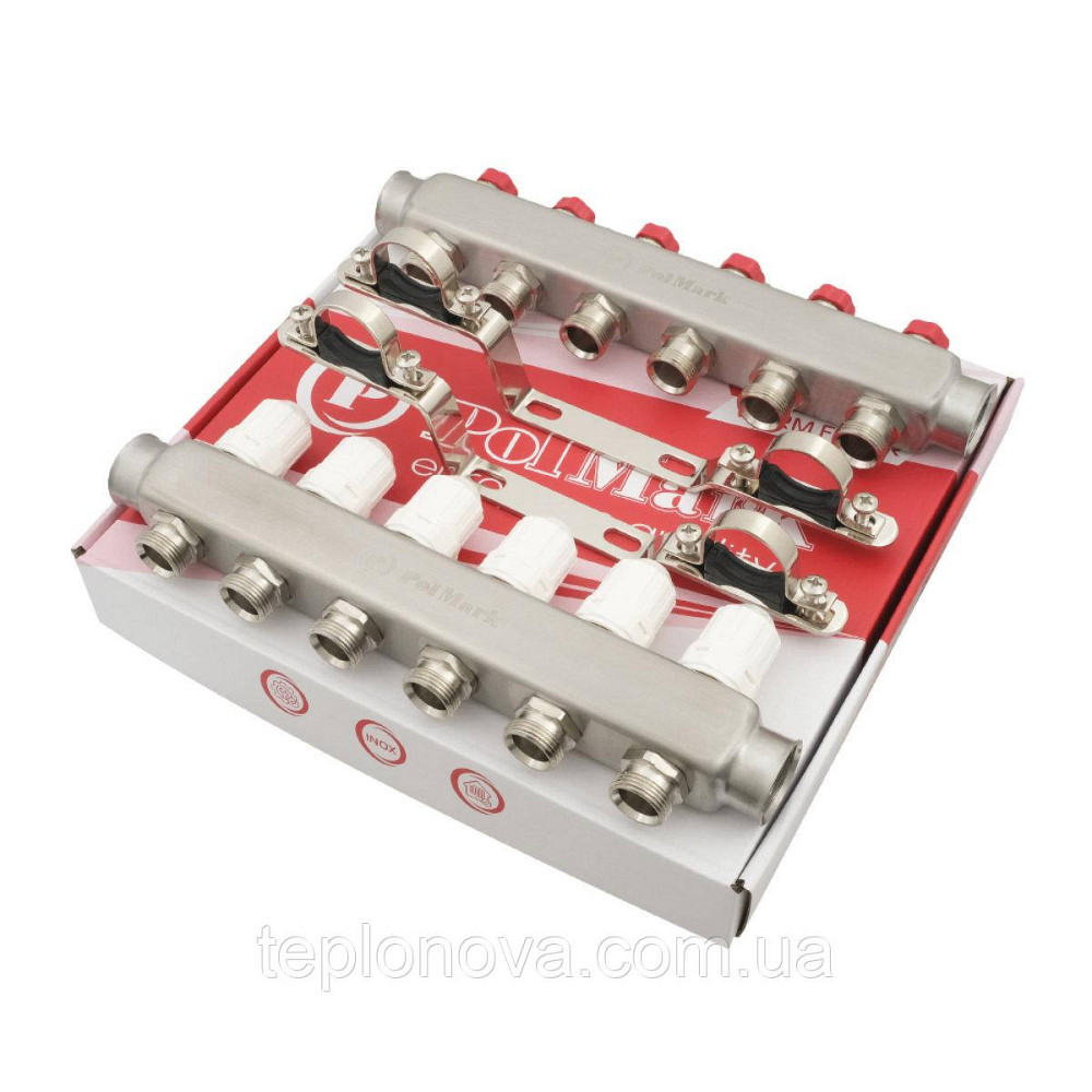 Коллектор нержавейка на 6 пар выходов  