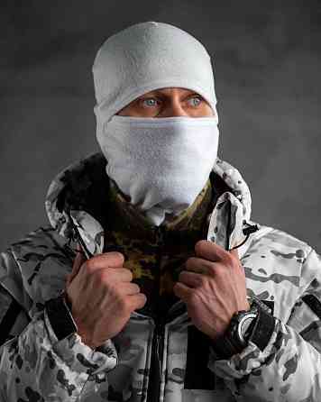 Балаклава белая флисовая универсальная теплая Одесса