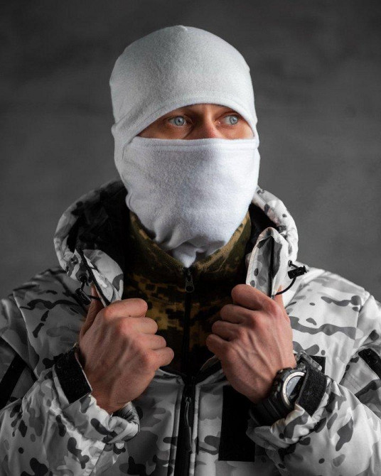 Балаклава белая флисовая универсальная теплая Одесса - изображение 3