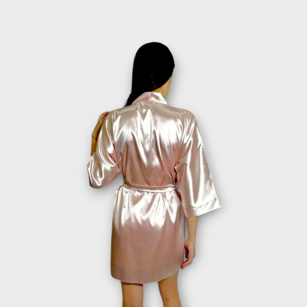 Халат женский сатиновый под пояс длина 90см Пудровый XL/2XL Харьков - изображение 11