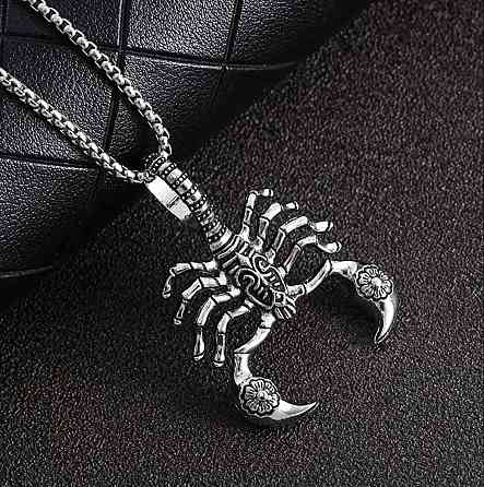 Подвеска Скорпион с цепочкой — серебряный мужской кулон, оберег Киев