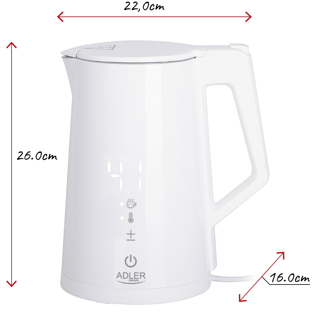 Електрочайник Adler AD 1345 white 1850-2200Вт/ 1.7л/ STRIX/ встановлення температури/ Вінниця - фото 9