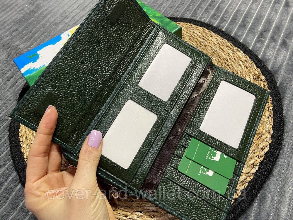 Зелений шкіряний жіночий гаманець клатч з ремінцем Marco Coverna MC 6054-7 Київ - фото 9