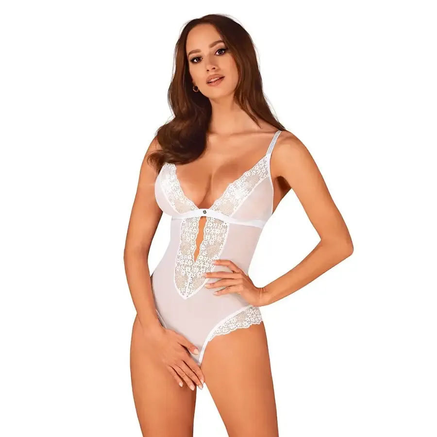 Еротичне напівпрозоре боді Obsessive Heavenlly crotchless teddy XL/2XL, з доступом Львів - фото 1