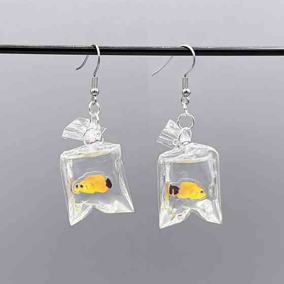 Серьги для детей Рыбки из эпоксидной смолы 27 на 23 мм желтый Киев