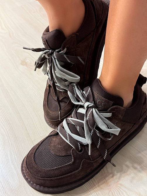 Кроссовки женские Hengji 1517-6 замшевые с двойной шнуровкой угги коричневые, 38, 24,5 см Киев - изображение 7